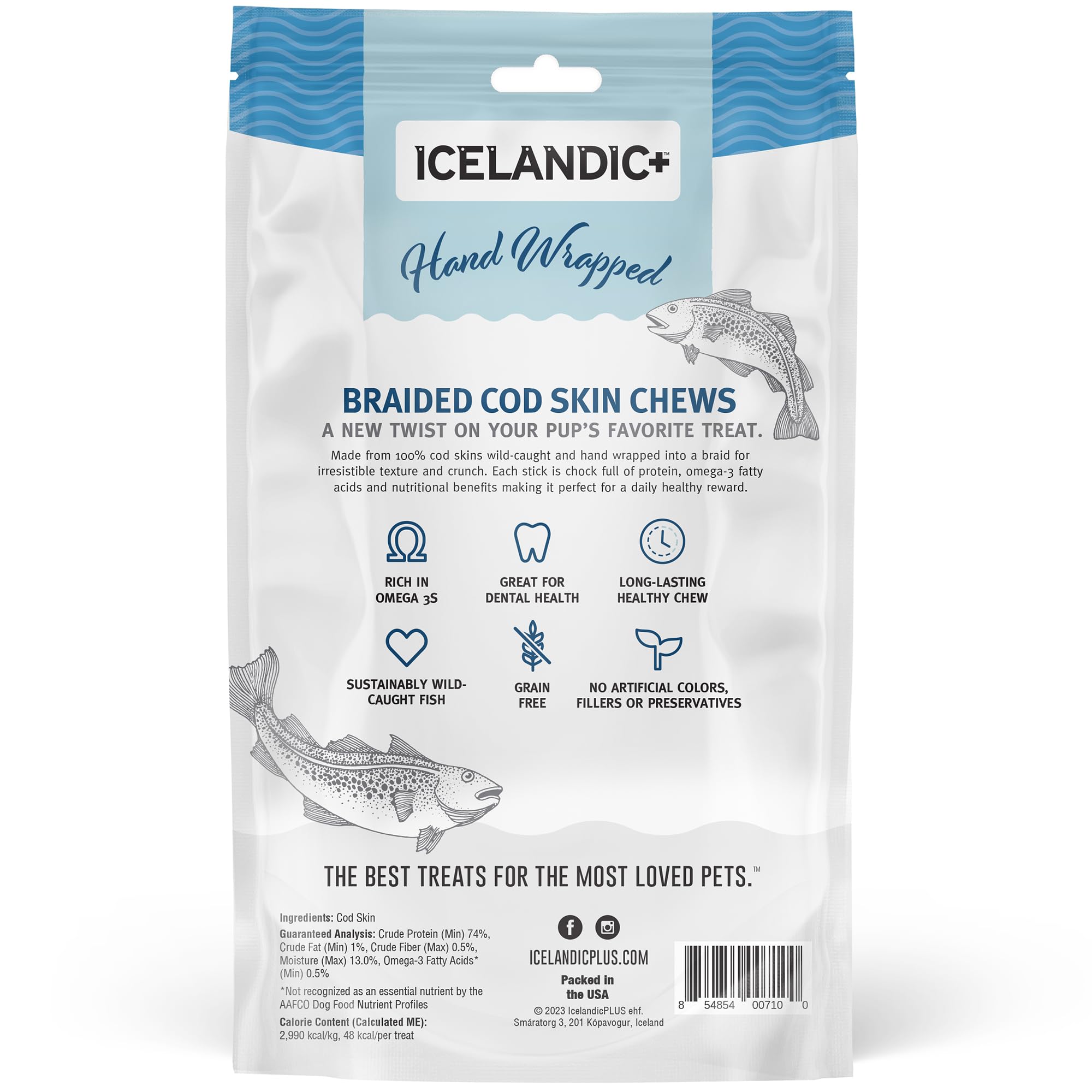 Close-up of braided cod skin texture for dogs, omega-3 rich nourishment