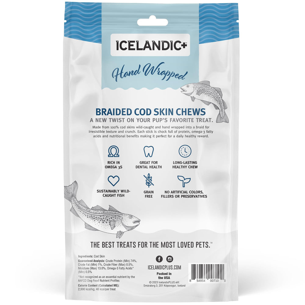 Close-up of braided cod skin texture for dogs, omega-3 rich nourishment