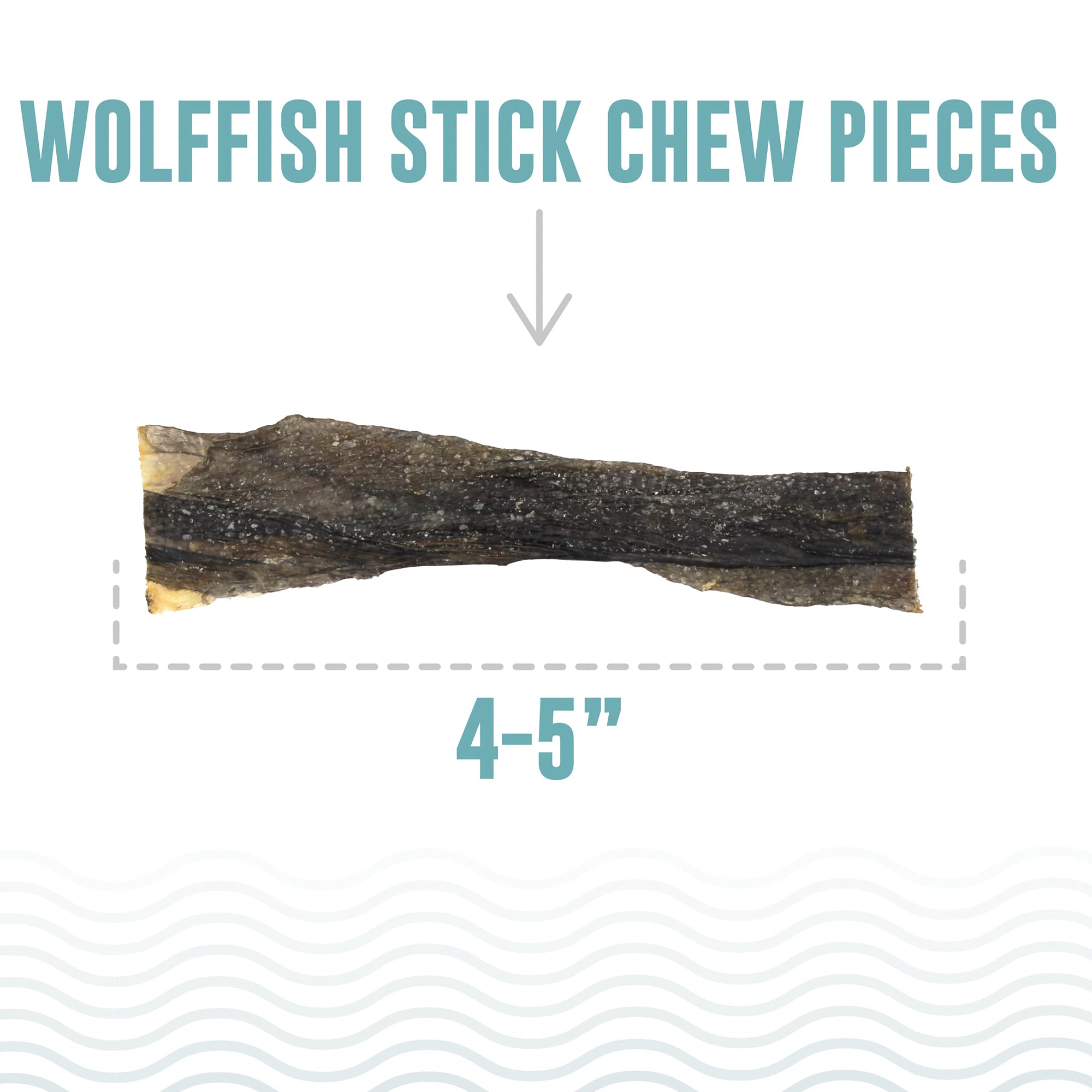 Icelandic+ Wolffish stick chew action shows dog enjoying natural snack.