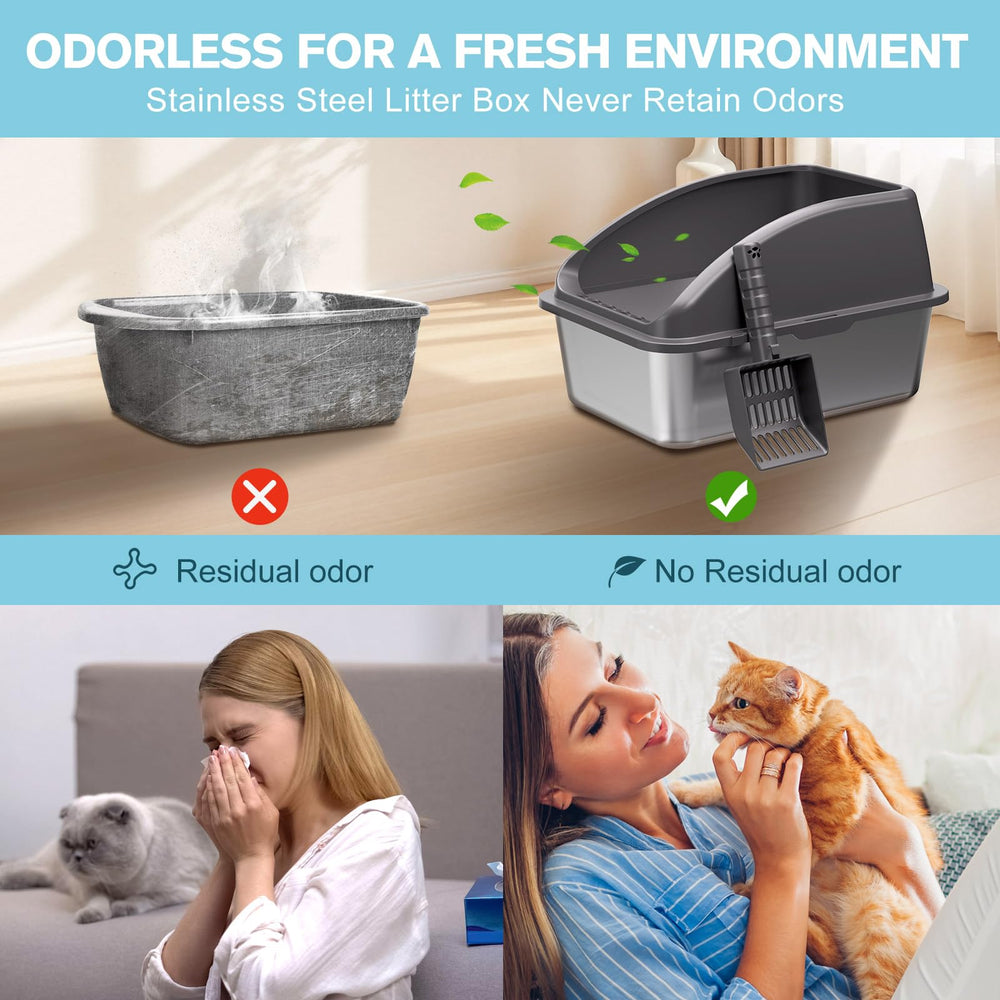 ICYAIR durable rust-resistant metal litter box for long-lasting use