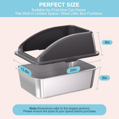 ICYAIR leak-proof lid design on stainless steel litter box to prevent spills