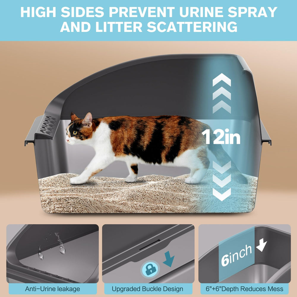 ICYAIR odorless stainless steel litter box surface, easy to wipe clean