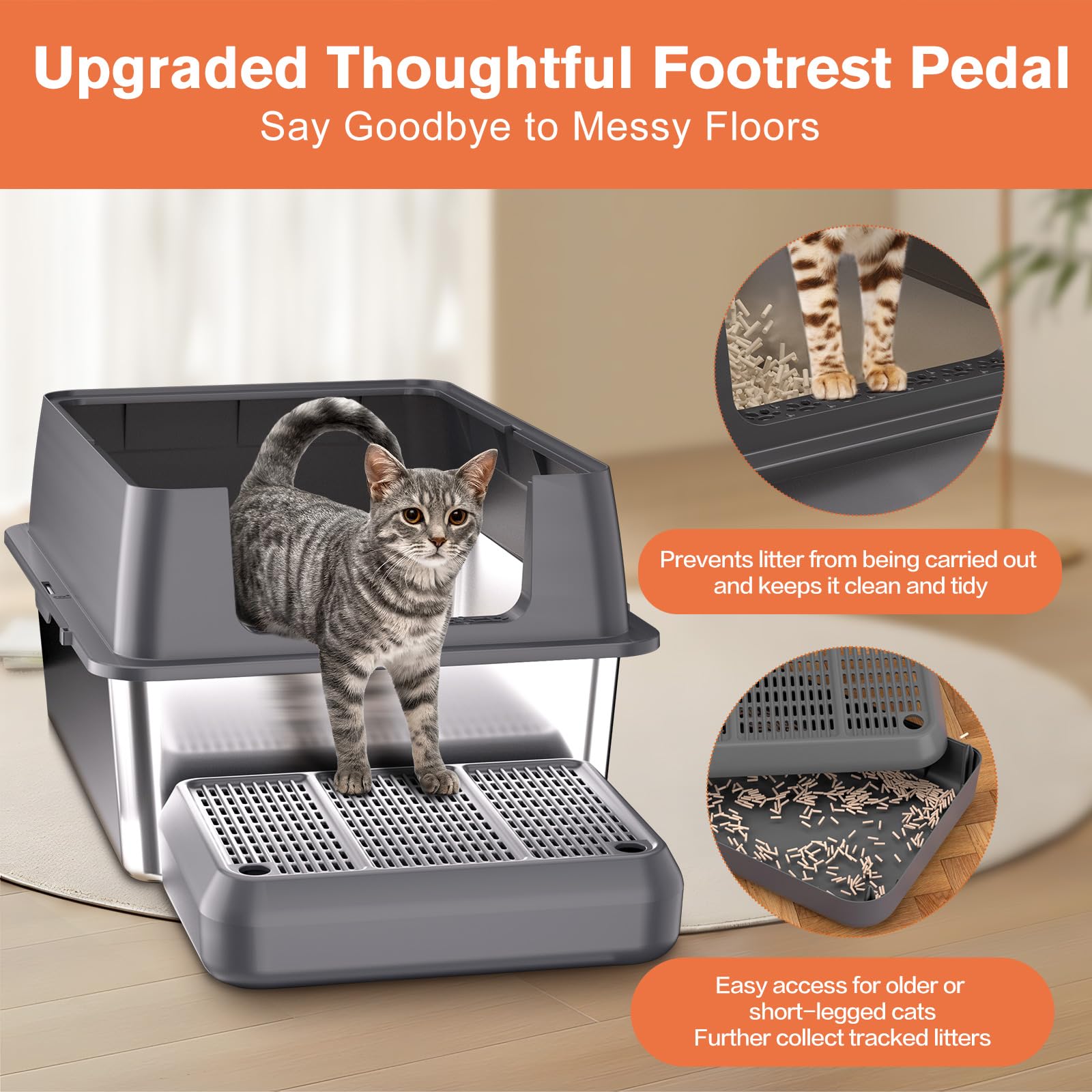 Included scoop and filter pedal add convenience during daily upkeep.