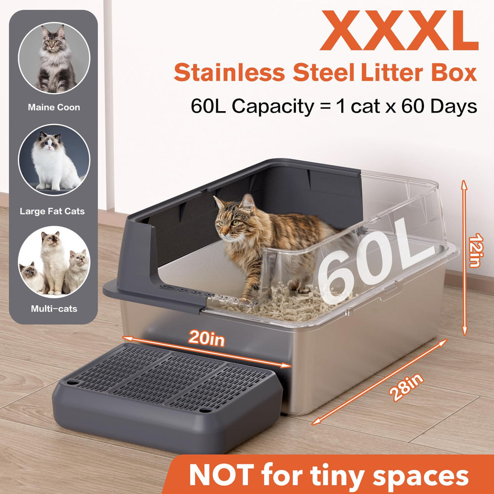 Tall 12-inch walls provide leak-proof protection against spills for busy multi-cat homes.