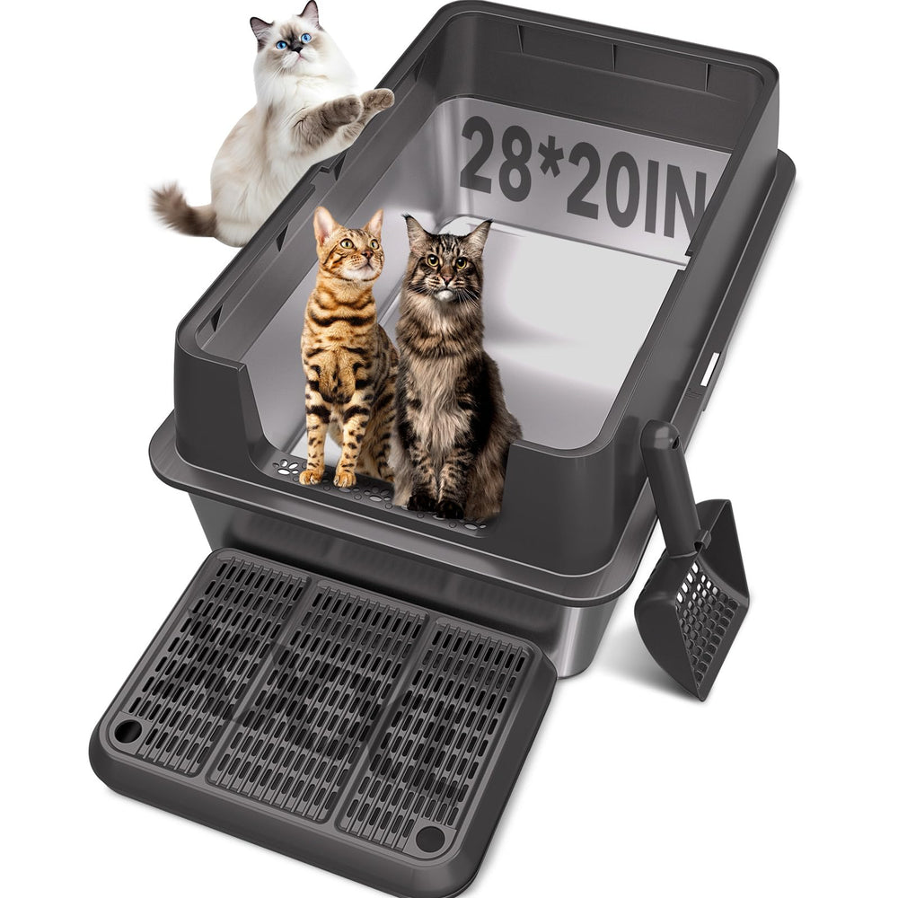 ICYAIR XXL stainless steel litter box with lid for secure containment and easy maintenance.