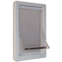 Ideal Pet Products Designer Series vinyl flap closeup highlights patented edges and weather resilience.