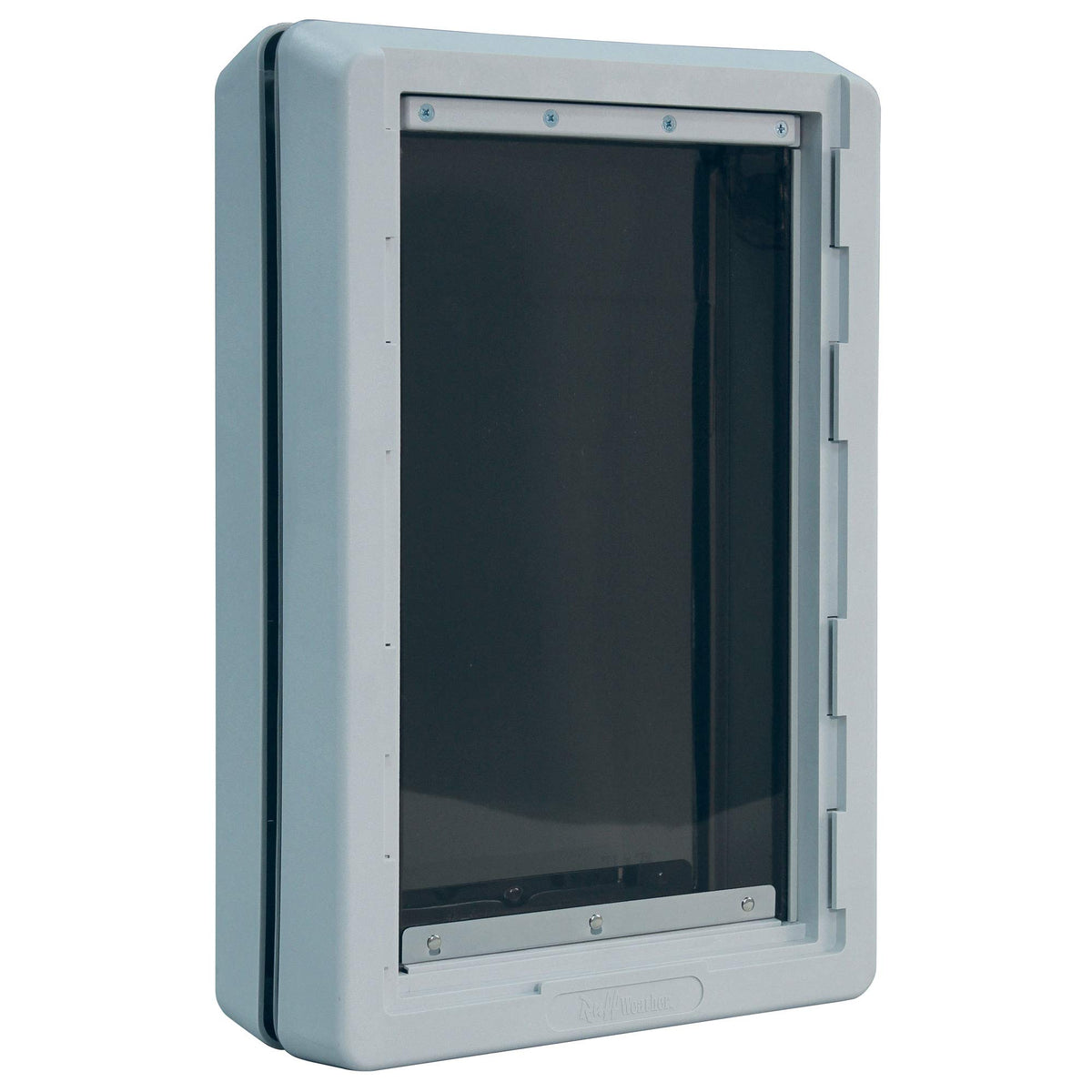 Ideal Pet Products Ruff-Weather door with telescoping frame demonstrates adjustable fit for various door thicknesses.