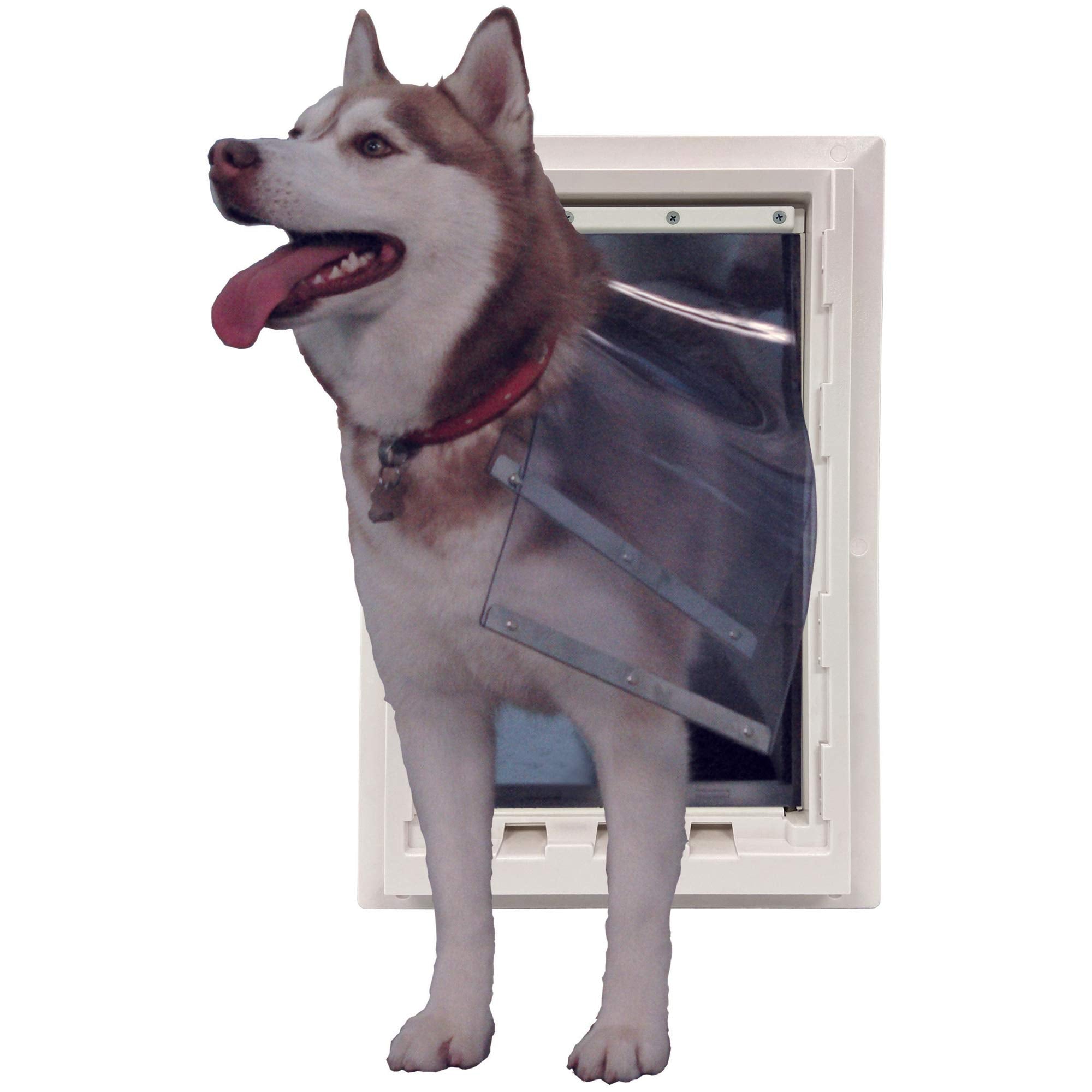 Ideal Pet Products wall-entry door frame close-up shows sturdy in-wall installation compatibility.