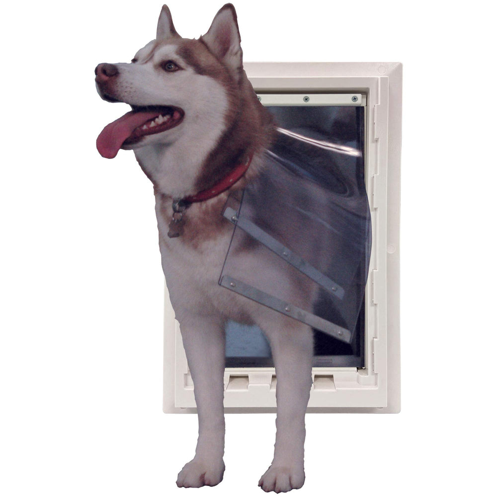 Ideal Pet Products wall-entry door frame close-up shows sturdy in-wall installation compatibility.