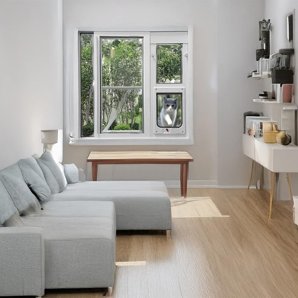 Ideal Pet Products white frame with tempered glass blends with decor.