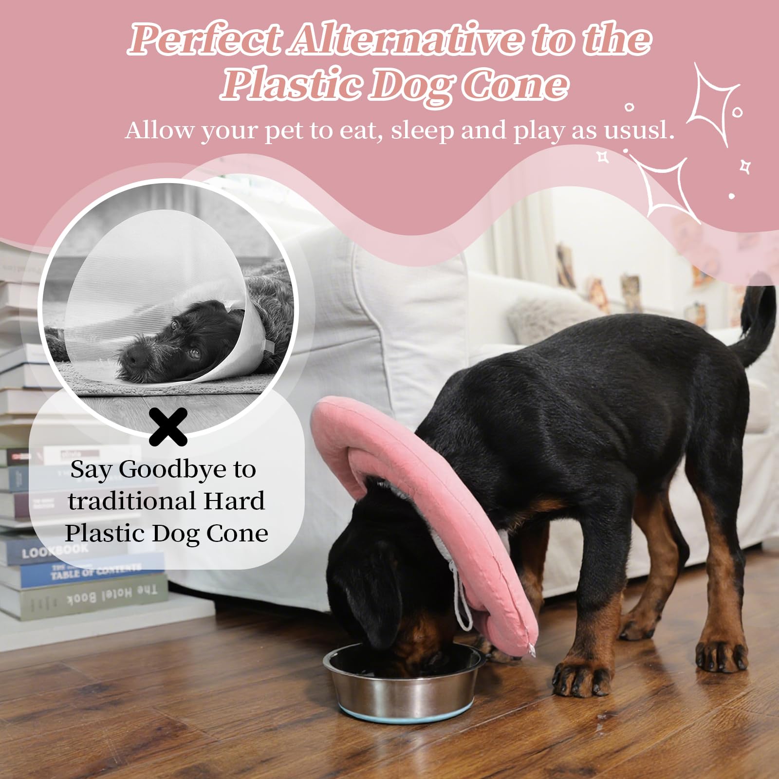 IDOMIK adjustable dog cone strap ensures snug, comfortable fit