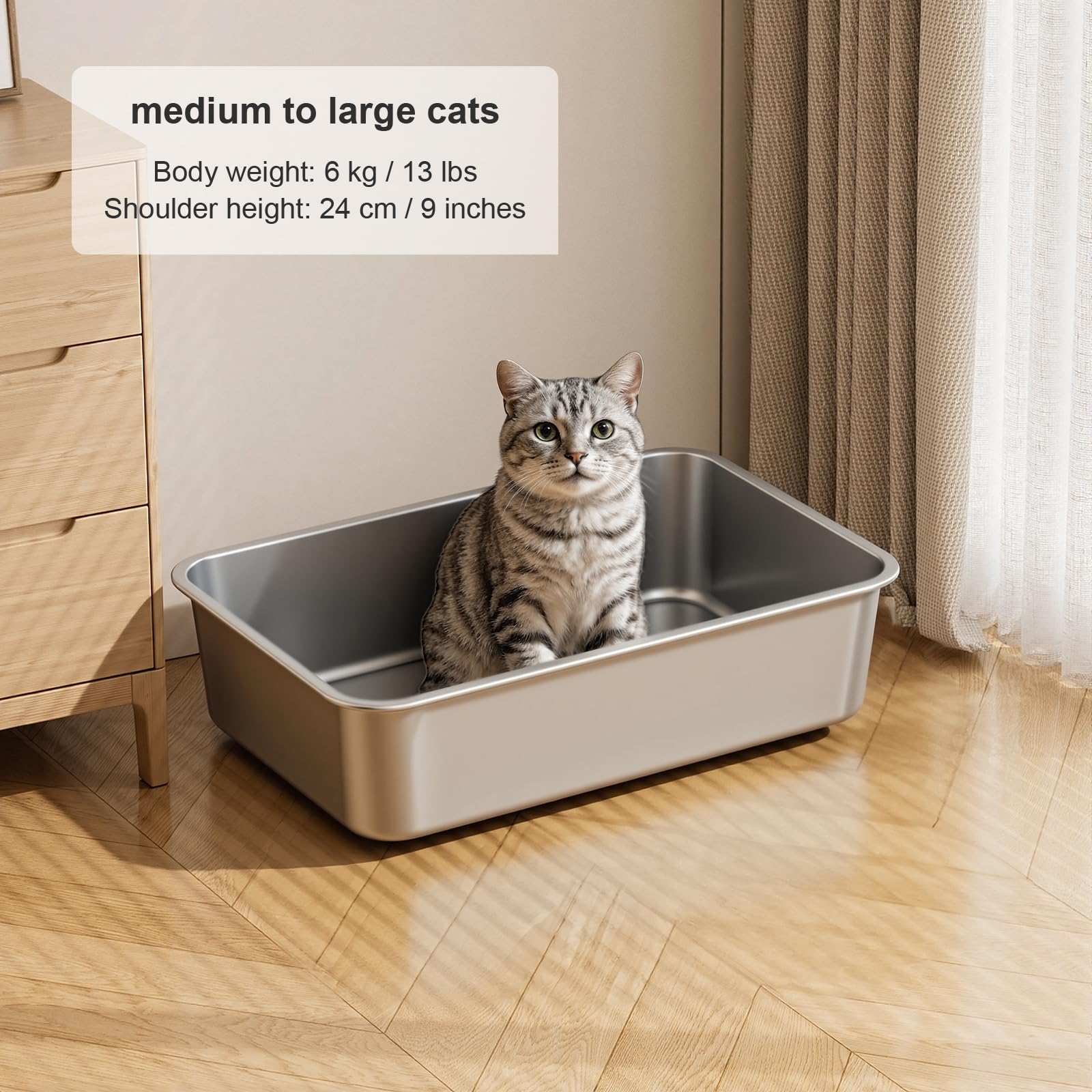 Idymere litter box features safe rounded edges for easy handling