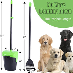 ienjoyed Pooper Scooper extended-handle 35in eases back-friendly waste collection.