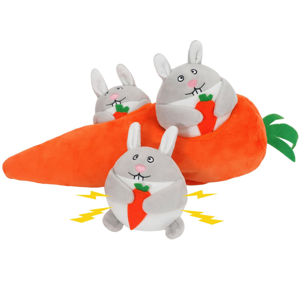 IFOYO Hide and Seek dog puzzle toy body with rabbits to stimulate hunting play.