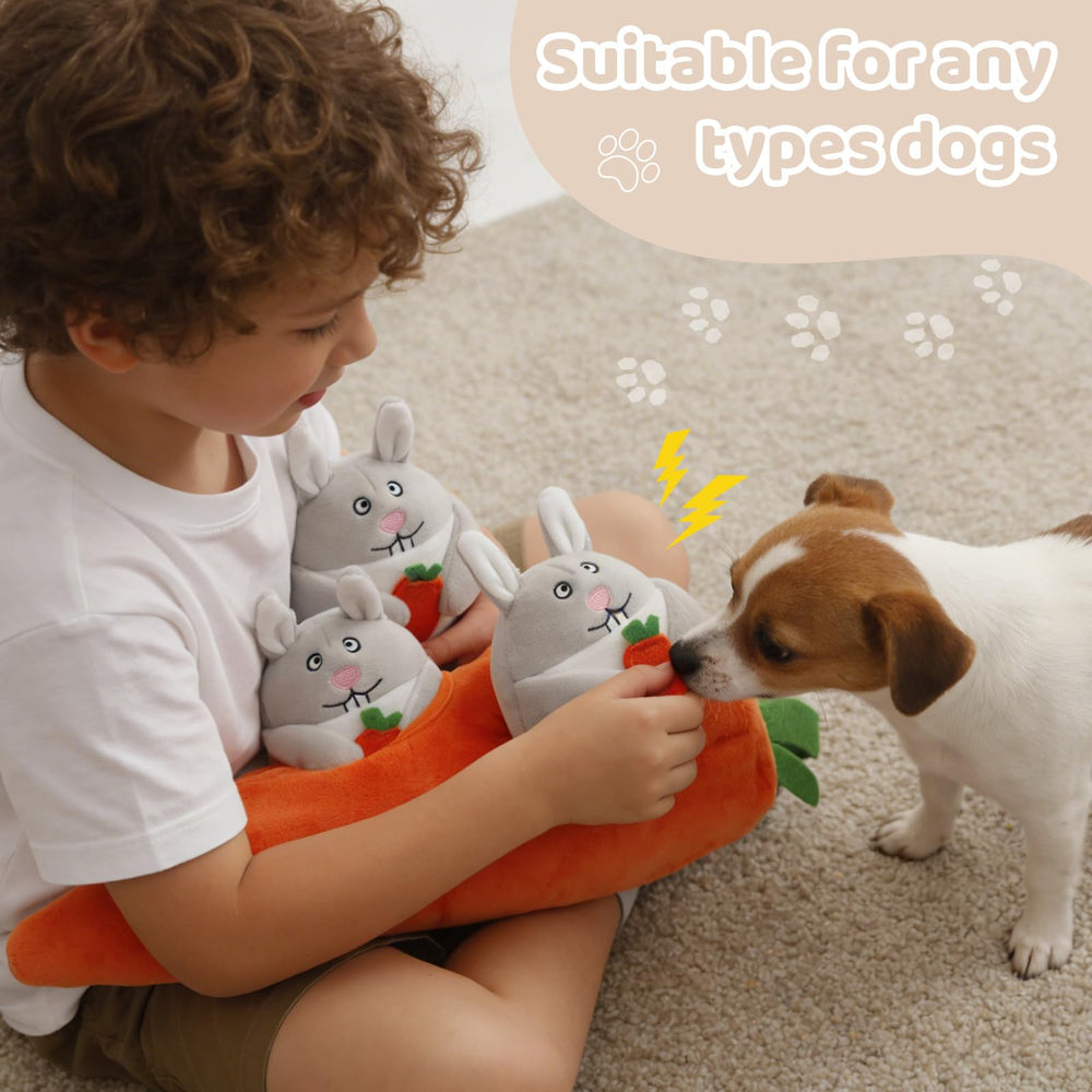 IFOYO Hide and Seek dog puzzle toy filled with rabbits for engaging discovery.