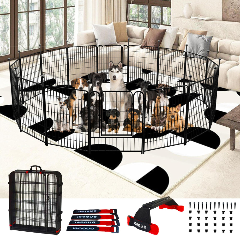 IGOOUO dog playpen outdoor 36-inch high secures medium to large dogs outdoors.