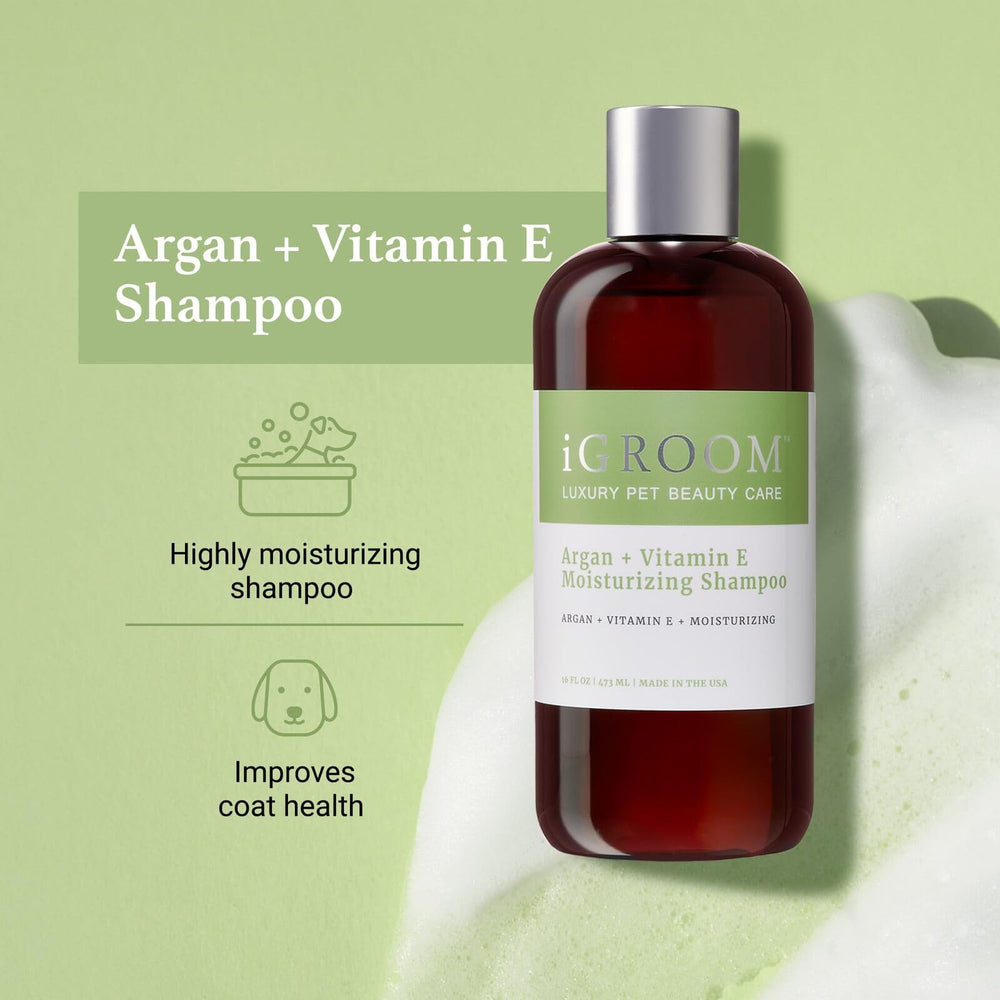 iGroom Pleasia 1 scented shampoo bottle highlights pleasant grooming aroma.