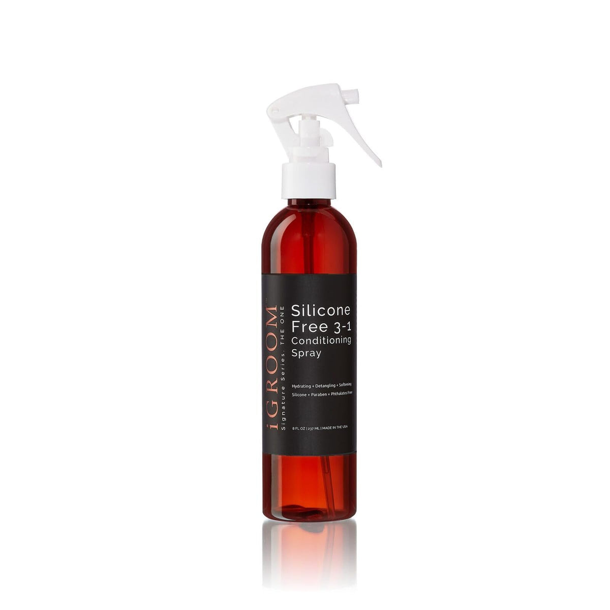 iGroom silicone-free 3-in-1 spray bottle eases detangling and adds shine.