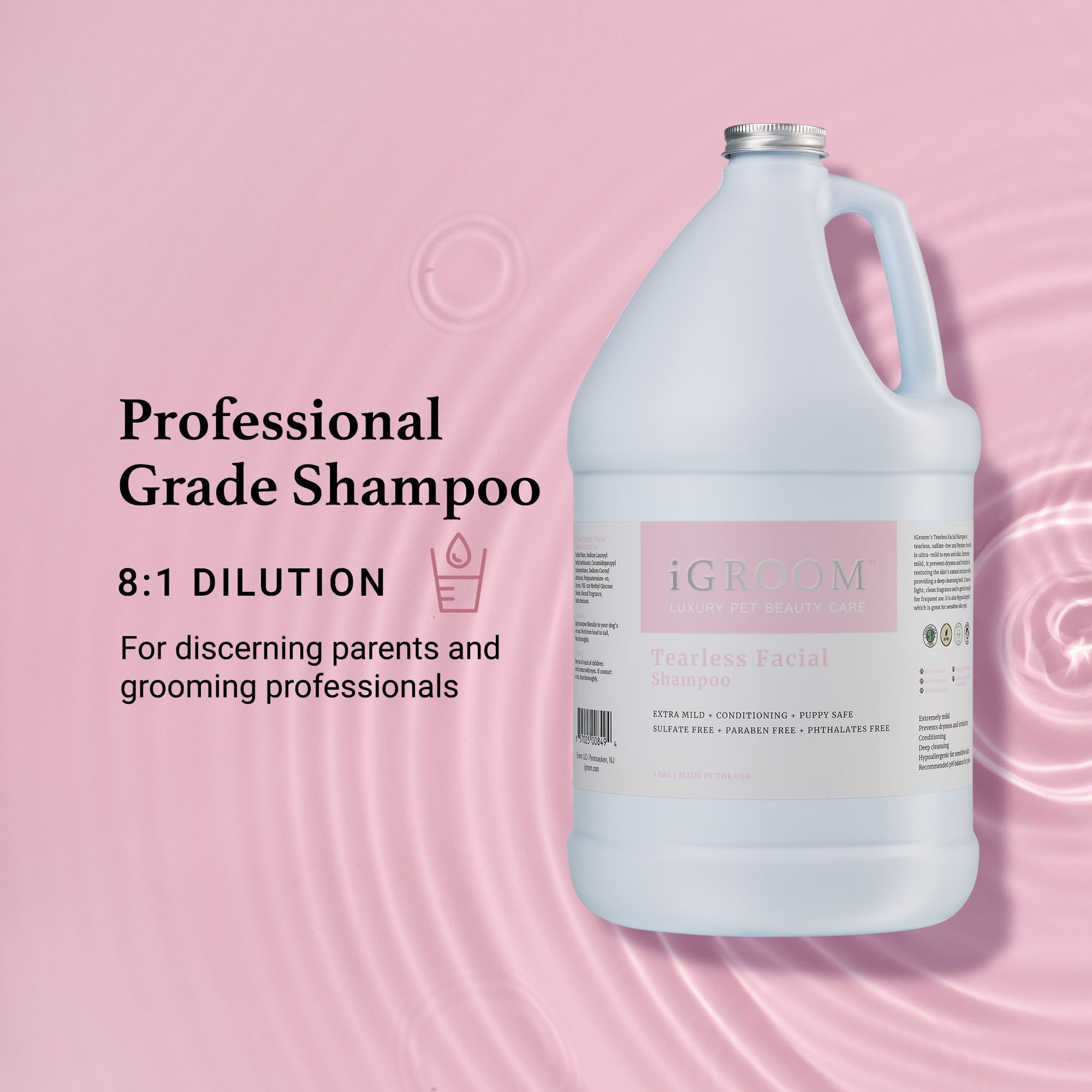 iGroom Tearless Facial Shampoo moisturizing blend helps restore natural skin moisture during baths.