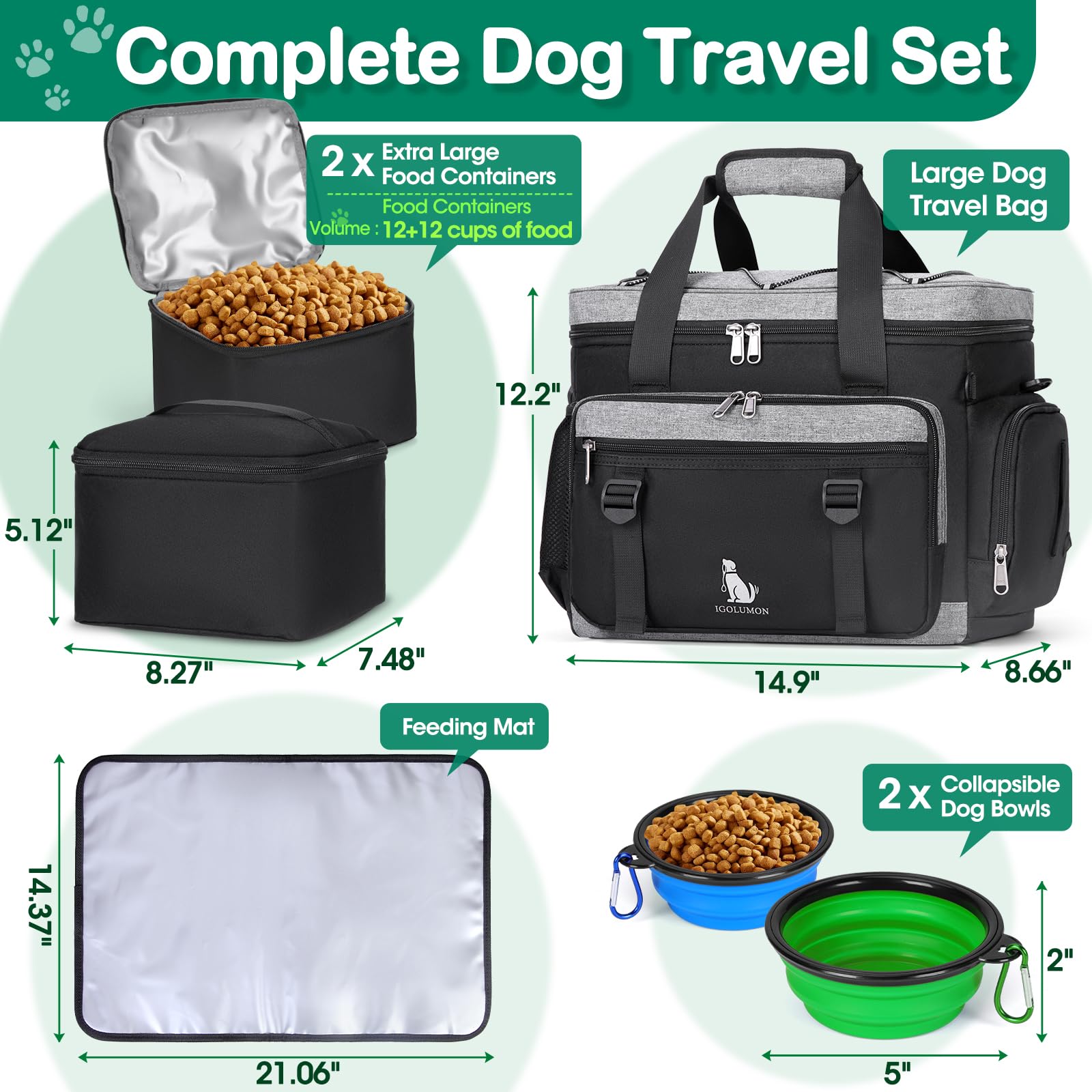 IGOLUMON collapsible dog bowls with carabiners ready for travel breaks