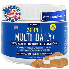 iHeartDogs 24in1 daily scoop boosts vitality during meals.