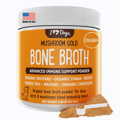 iHeartDogs bone broth powder bottle pour promotes joint support and digestion