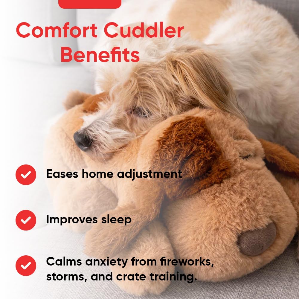 iHeartDogs comfort-cuddler-pillow delivers warm companionship during crate training.