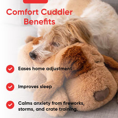 iHeartDogs comfort-cuddler-pillow delivers warm companionship during crate training.