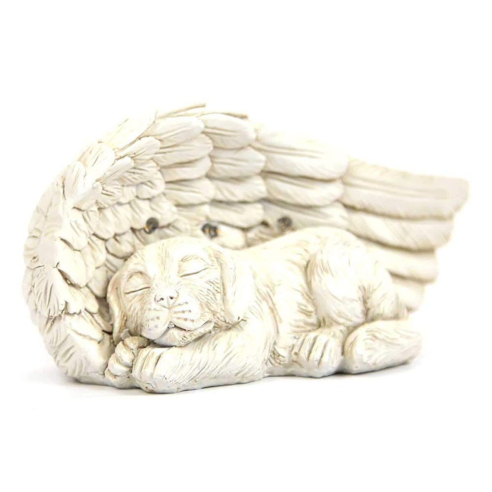 iHeartDogs dusk-illuminated garden angel lights softly at night