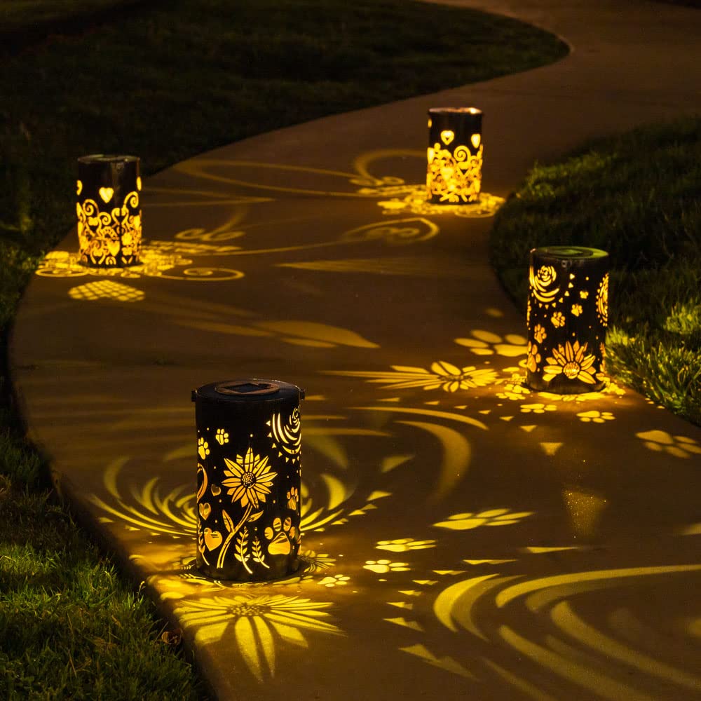 iHeartDogs ground-pattern-display shows suns, sunflowers, and paws as light moves.