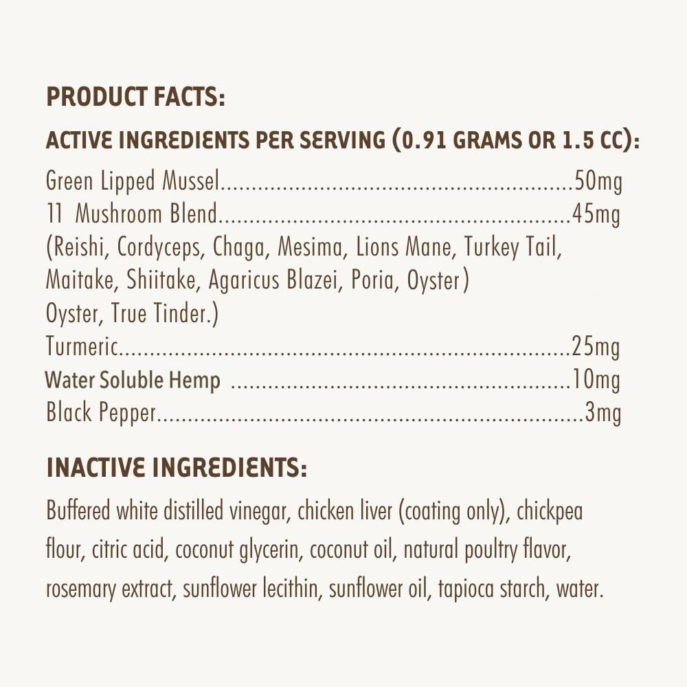 Bottle of iHeartDogs Hemp Mushroom Chews on shelf for daily use