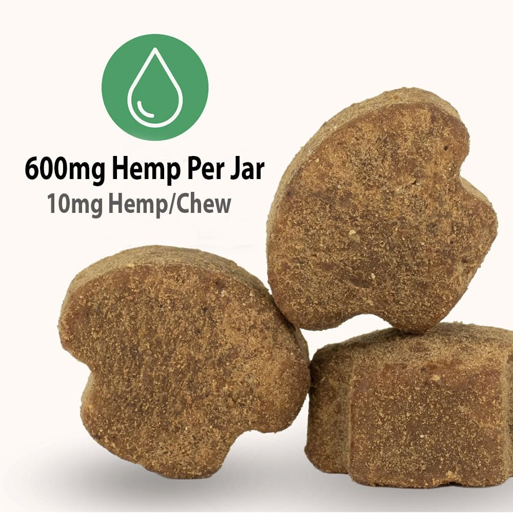 Close-up of iHeartDogs chews showing earthy texture and chewable form