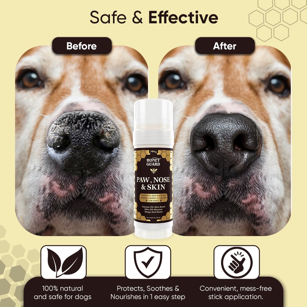 iHeartDogs Honey Guard packaging shot shows clear bottle and easy-to-use stick.