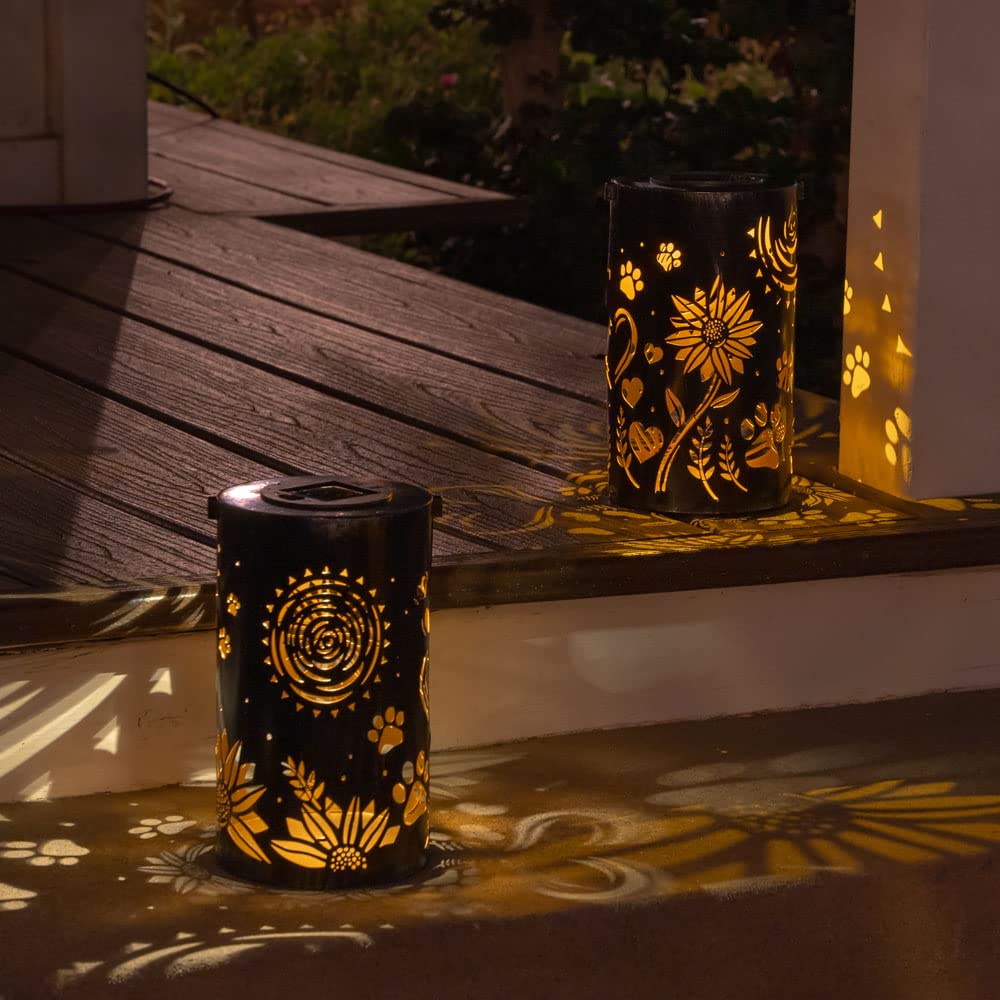 iHeartDogs indoor-outdoor-lantern adapts as a centerpiece or walkway light.