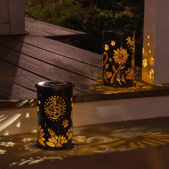 iHeartDogs indoor-outdoor-lantern adapts as a centerpiece or walkway light.