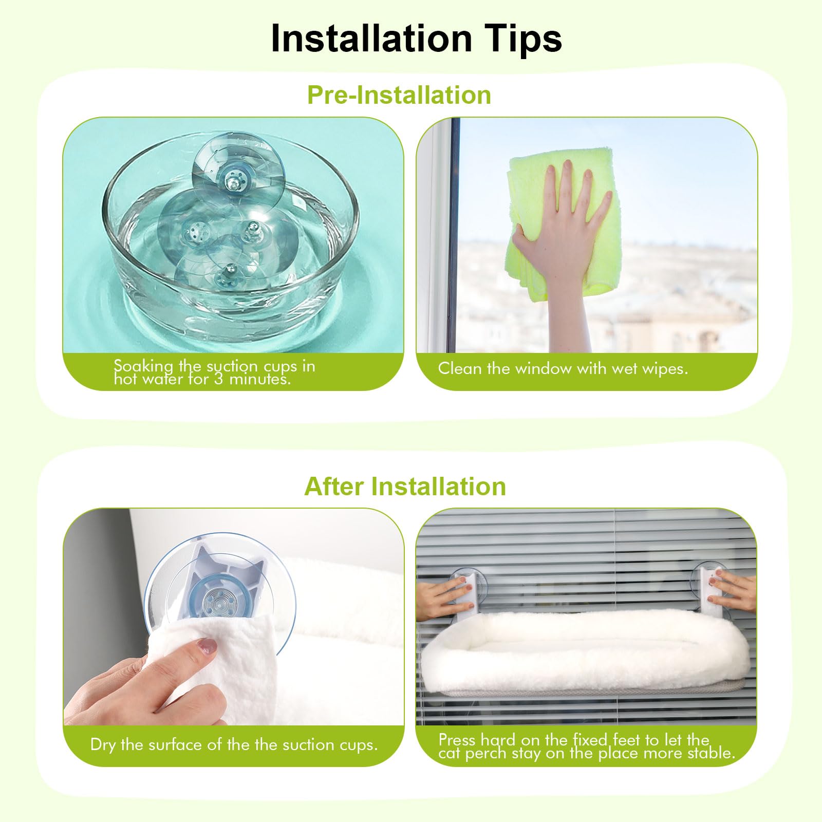 IHMIHM easy installation setup showing push, click, and secure suction cups