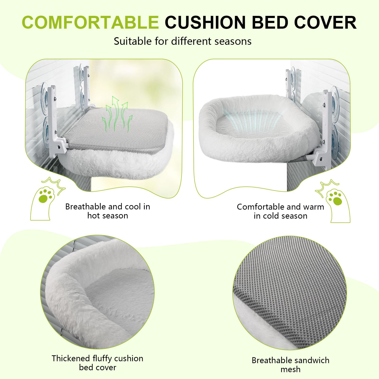 IHMIHM large cat window bed with thick cushion for added comfort