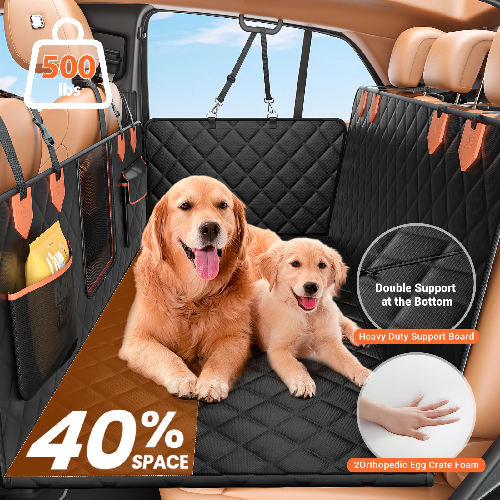 IJVAE waterproof dog seat cover protecting back seat from hair and spills