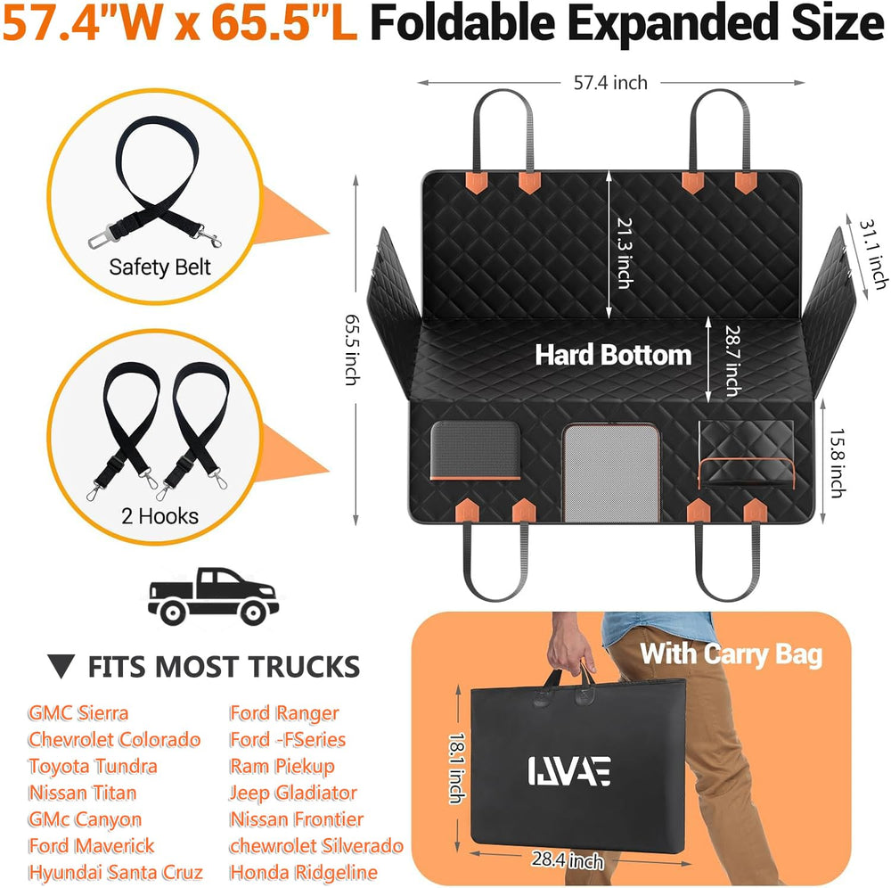 IJVAE back seat extender with mesh window engaging dog during travel