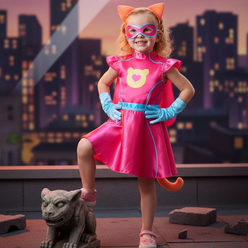 IKALI Pink Kitties cape, removable for versatile costume options.