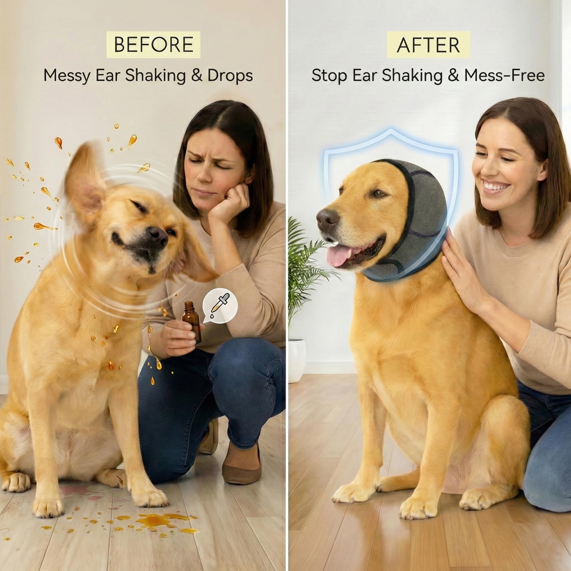 iKeep No-Shake Ear Wraps show 360° wrap securing ears during active recovery.