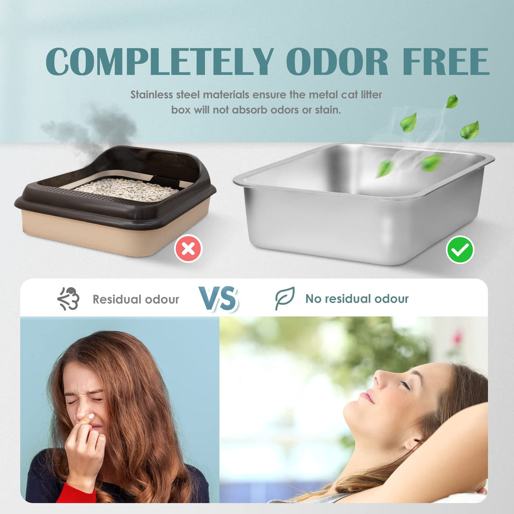IKITCHEN easy-clean metal litter box surface resists odors and stains