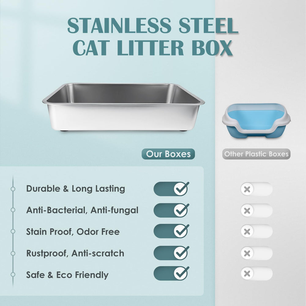 IKITCHEN smooth nonstick cat litter box surface eases cleaning and wipe-downs.