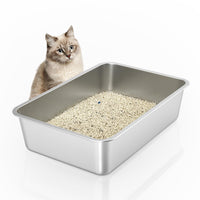IKITCHEN stainless steel cat litter box with ample space for large cats