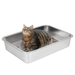 IKITCHEN stainless steel cat litter box large interior for bigger cats