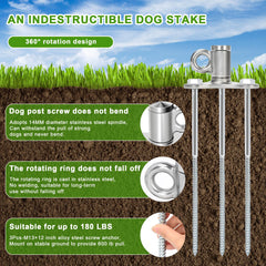 ikleione dog tie out stake 304 stainless steel resists rust in outdoor settings