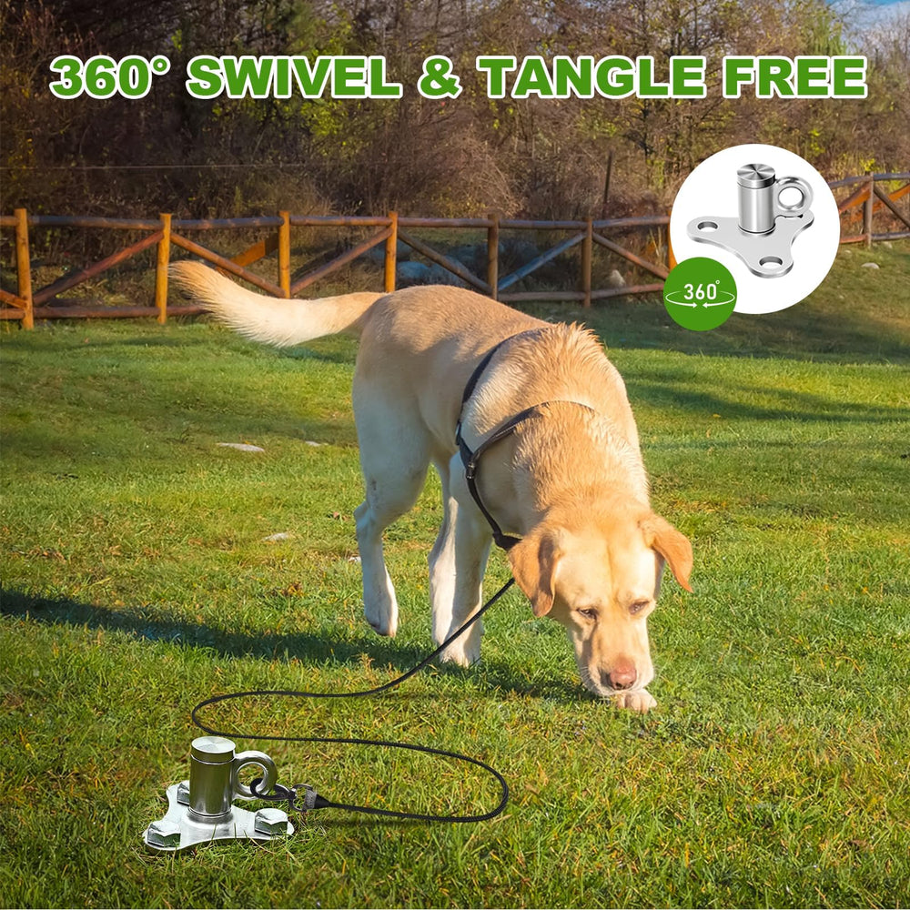 ikleione dog tie out stake with latch construction secures swivel ring under strong pulls