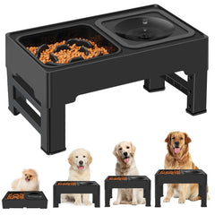 ikuso 2-in-1 elevated slow feeder bowls on a stand for comfortable feeding