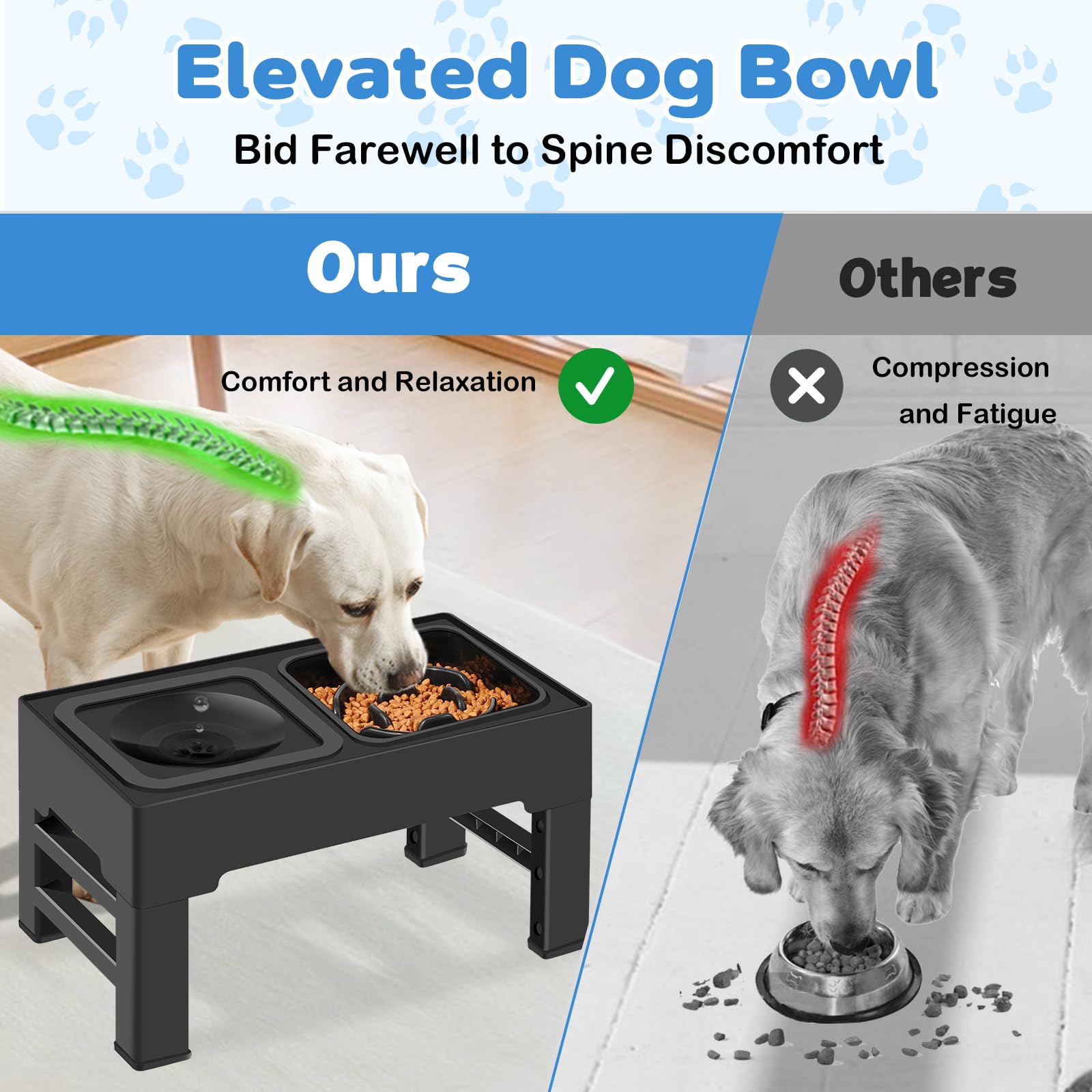 ikuso four-height adjustable stand supports growing dogs and cats