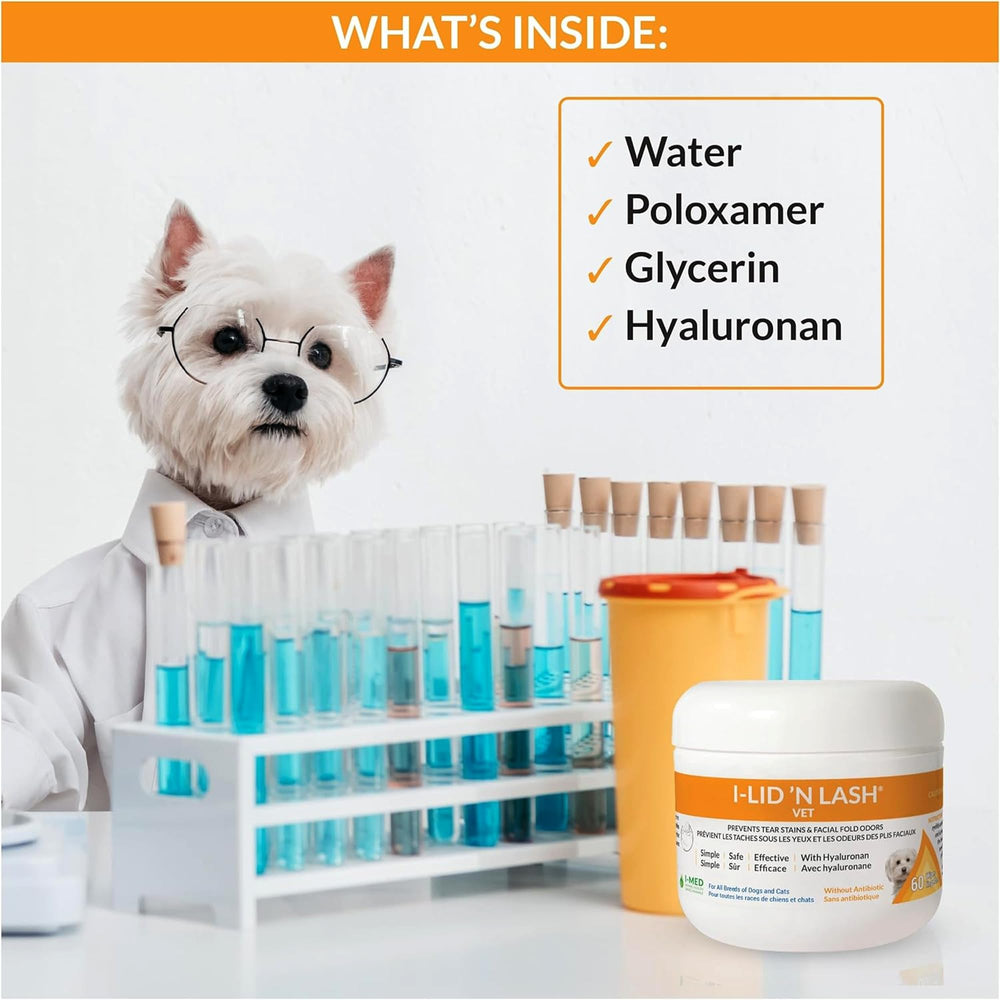 I-LID ’N LASH tear stain prevention for puppies and dogs